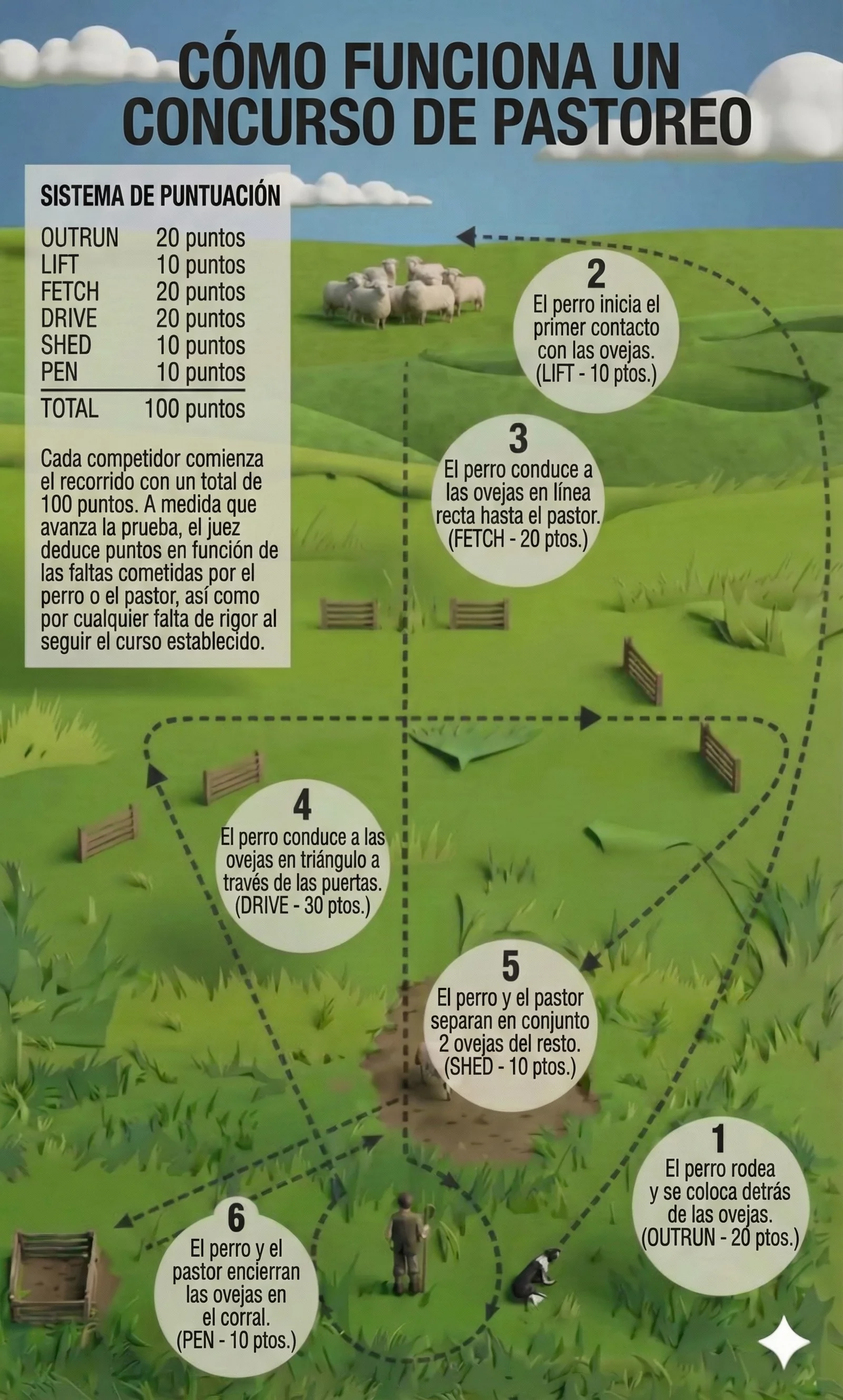 Esquema explicativo de cómo funciona un concurso de pastoreo